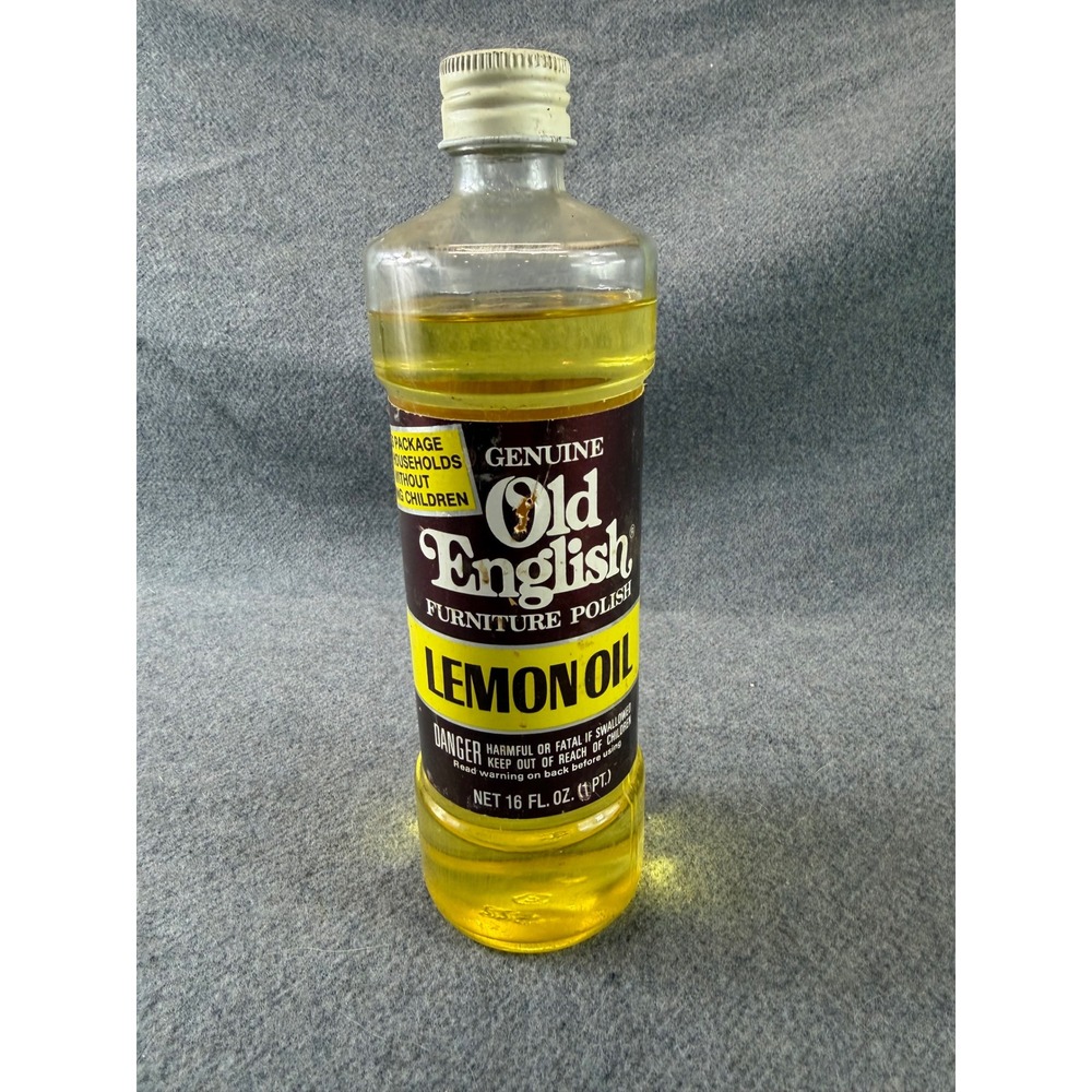 Old English‎ Furniture Polish Lemon Oil 16oz VTG 1968 Glass Bottle Made in USA